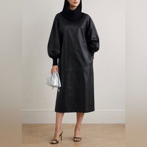 Jean Paul Gaultier Genuine Leather Dress Black Femme Midi L